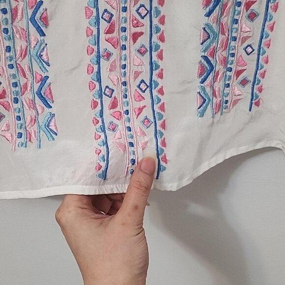 Rococo Sand Paloma White Embroidered Top Size XS b110 - Picture 6 of 11